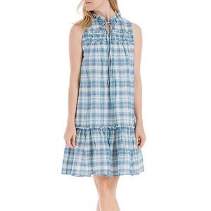 Sophie Max Studio Plaid Drop Waist A-Line Cotton Dress Spring Easter Small